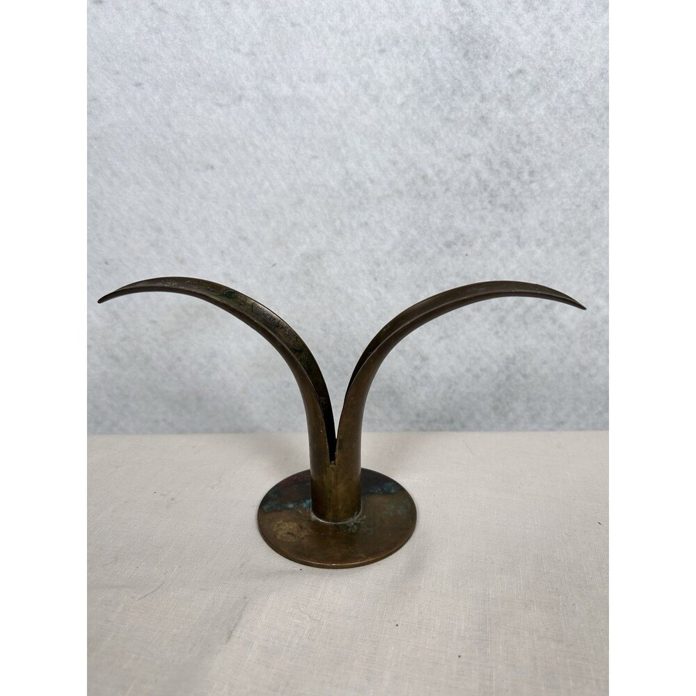 Ystad-Metall Vintage MCM Liljan Brass Lilly Candle Stick Holder Made In Sweden